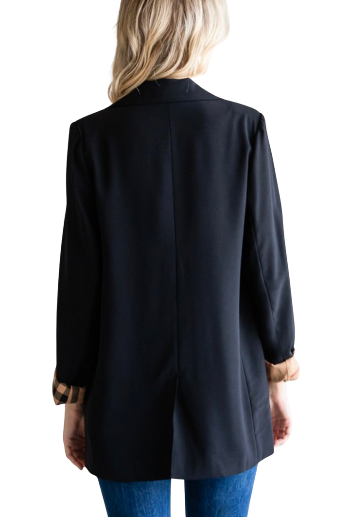 Black Blazer with Fall Plaid Lining