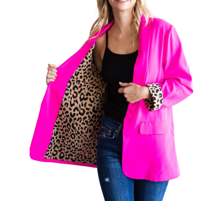 Neon Pink and Leopard Blazer