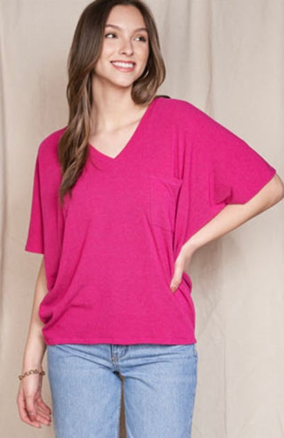 Raspberry V-Neck Top