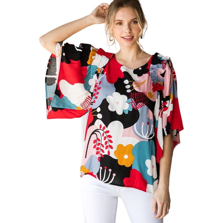 Floral Flutter Sleeve Top