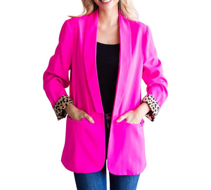 Neon Pink and Leopard Blazer