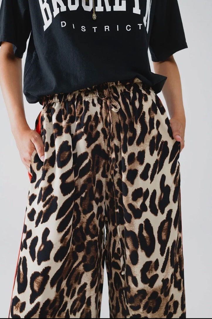 Leopard Pant with Red Accent Stripes