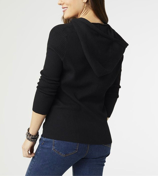 Brinley Hooded Ribbed Sweater