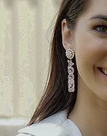 Texas A&M Pearl Drop Earrings