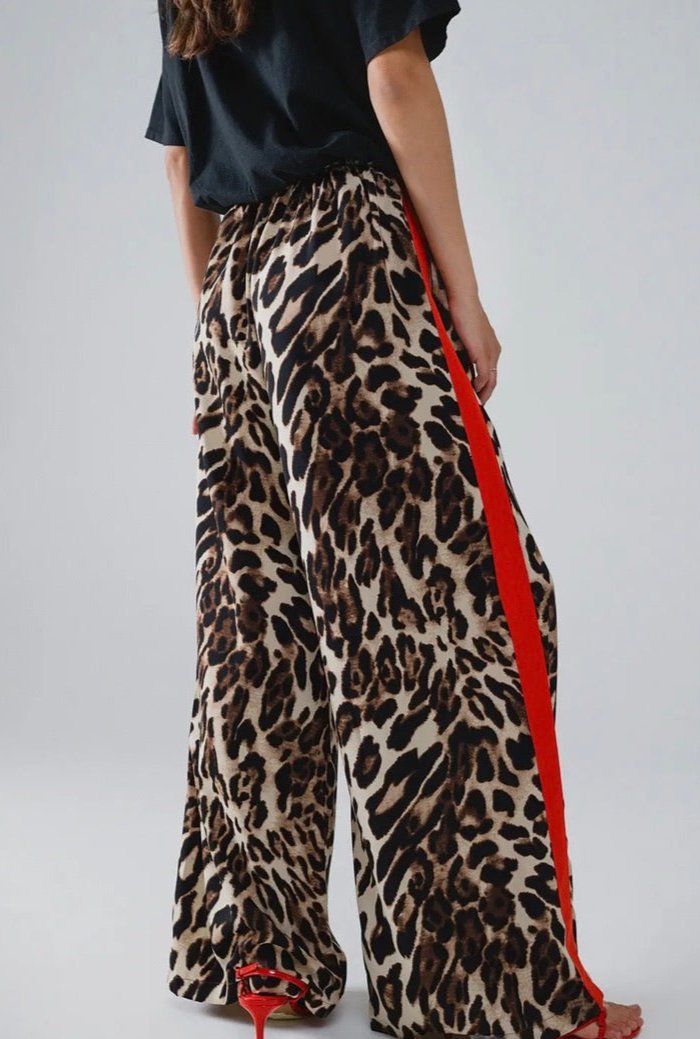 Leopard Pant with Red Accent Stripes