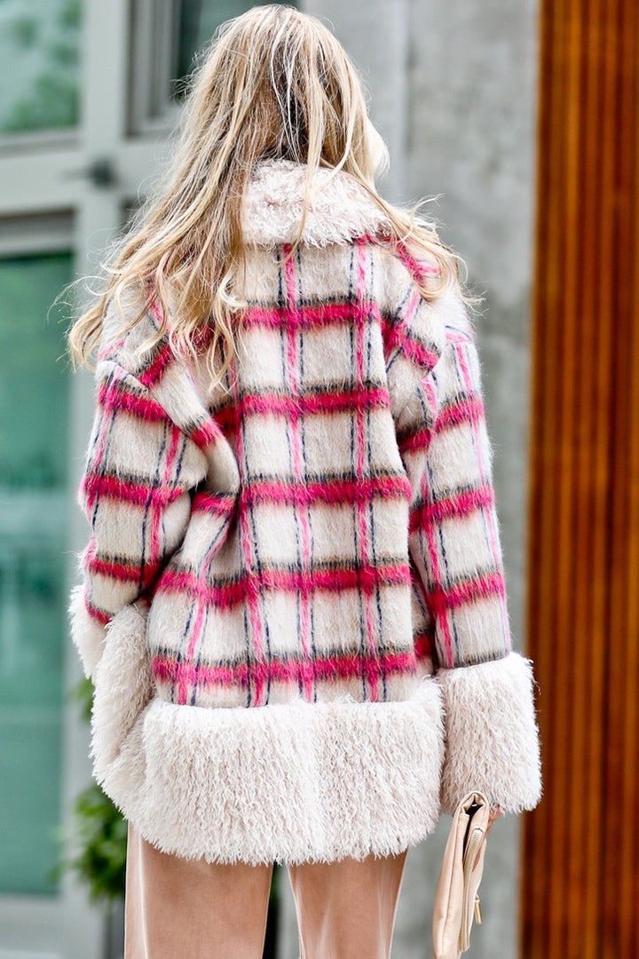 Plaid Jacket with Faux Fur