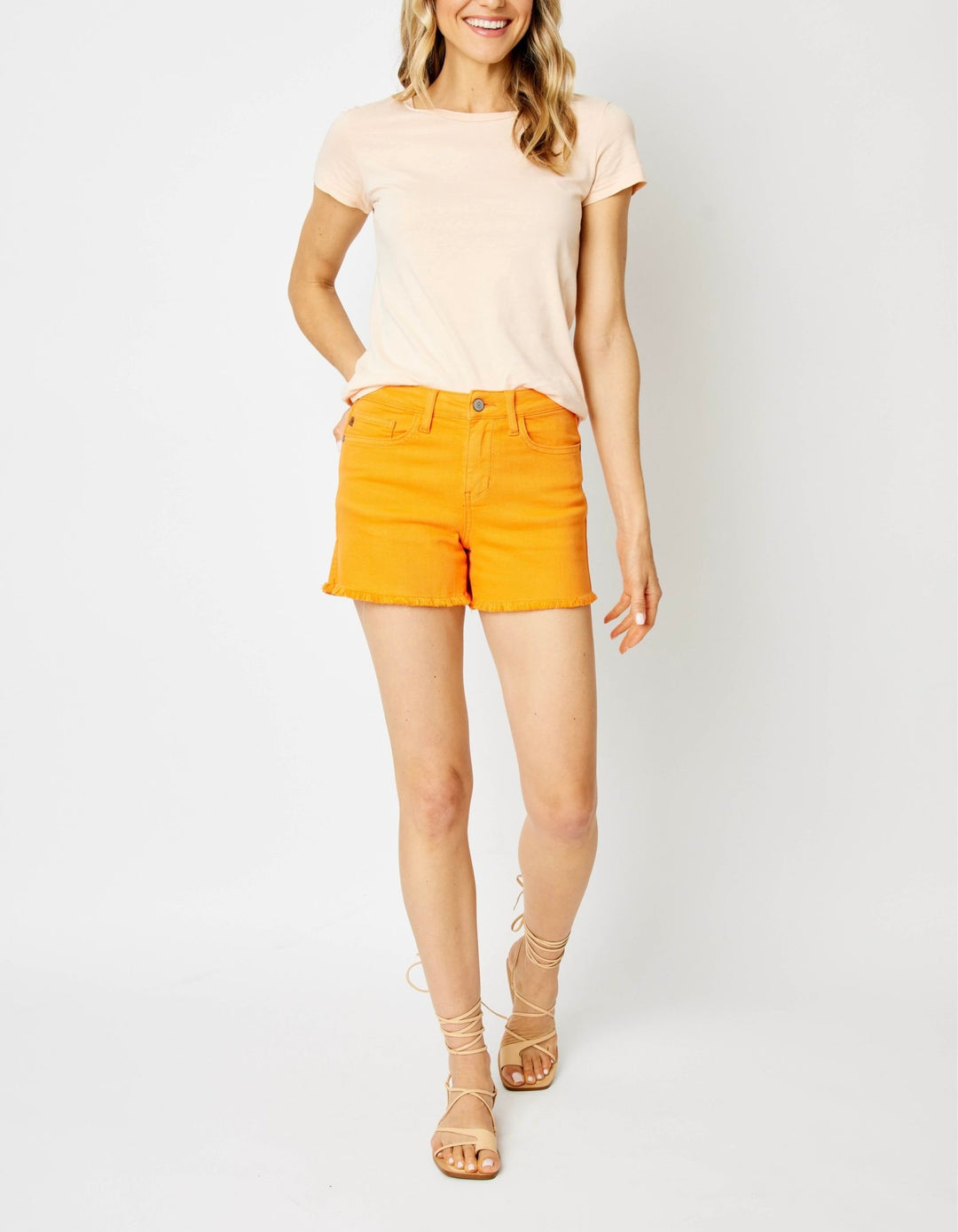 Judy Blue Orange Fray Hem Shorts