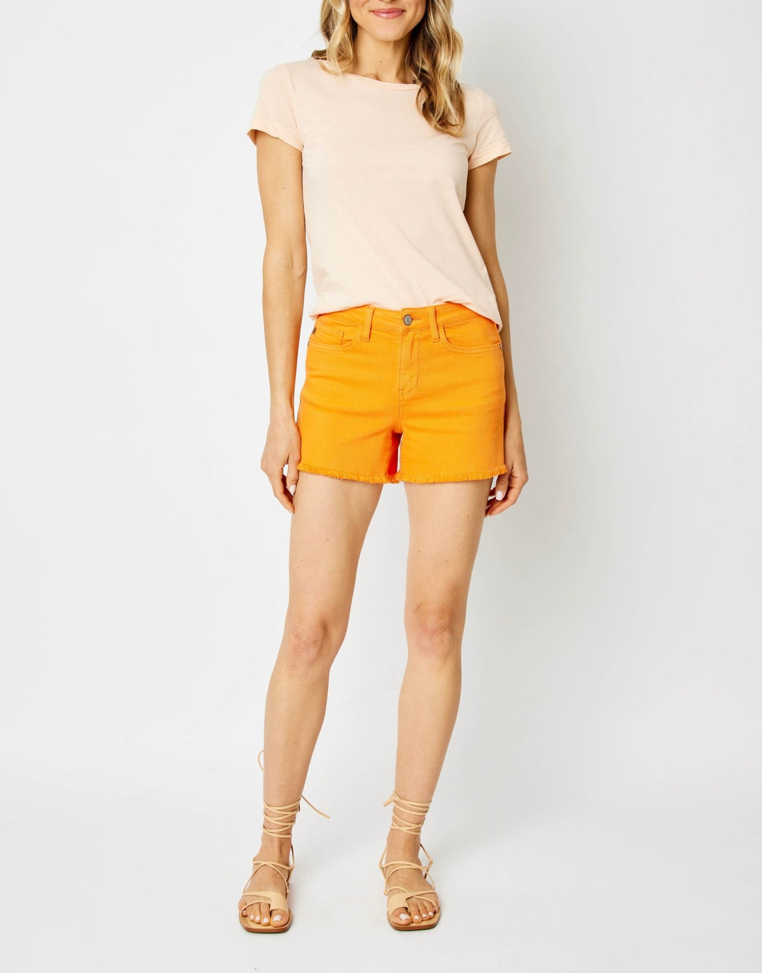 Judy Blue Orange Fray Hem Shorts