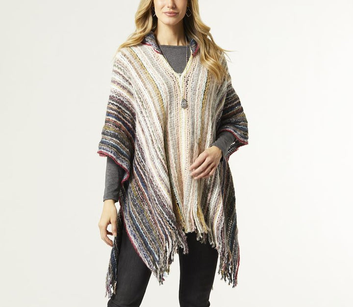 Ultra Soft Ombre Stripe Poncho with Hood