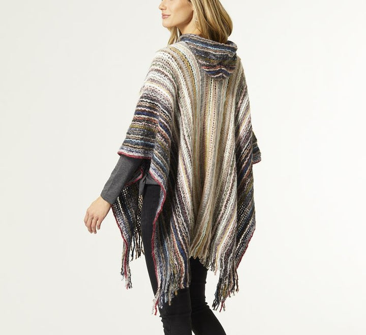 Ultra Soft Ombre Stripe Poncho with Hood