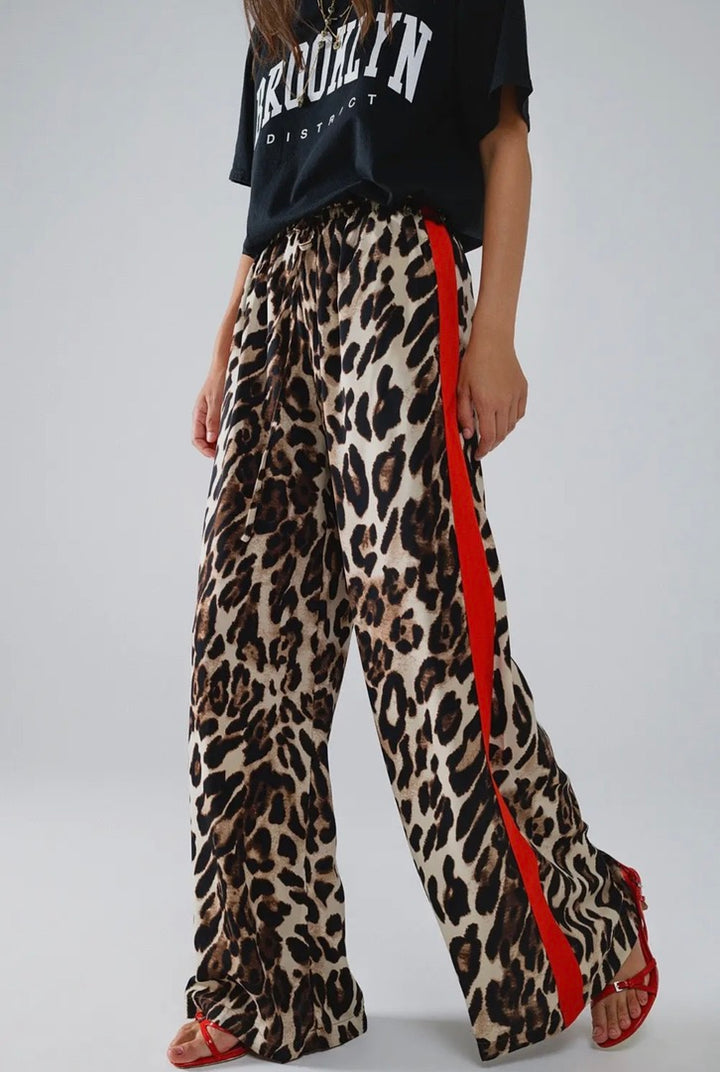 Leopard Pant with Red Accent Stripes