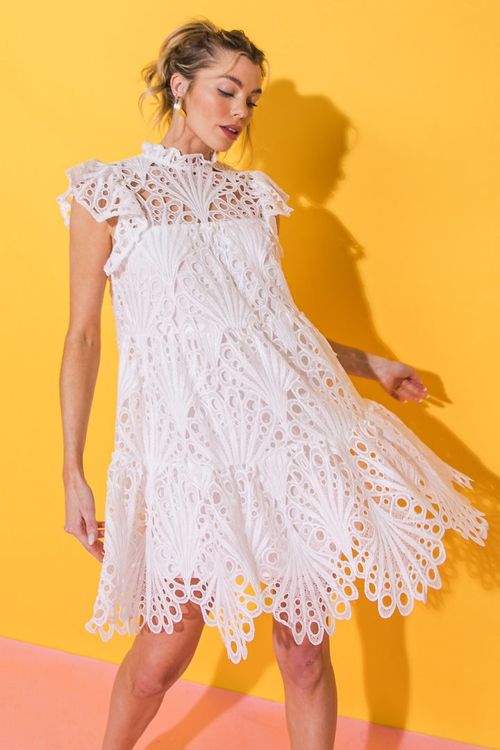 Tiered Eyelet Mini Dress