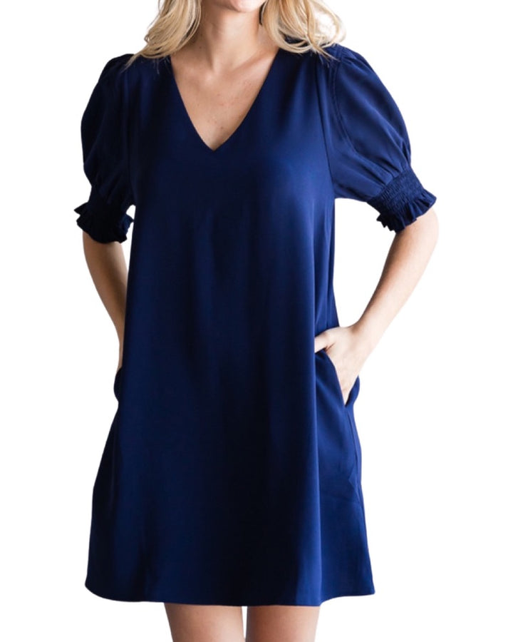 Navy Shift Dress with Pockets