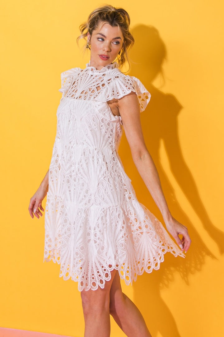 Tiered Eyelet Mini Dress