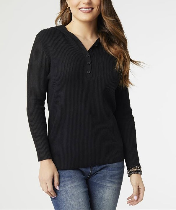 Brinley Hooded Ribbed Sweater