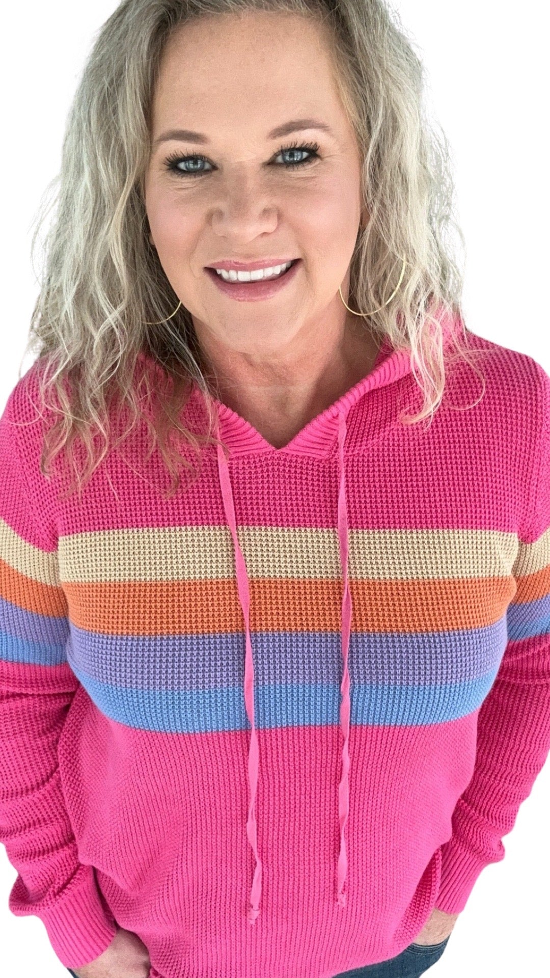 Fuchsia Waffle Knit Hoodie