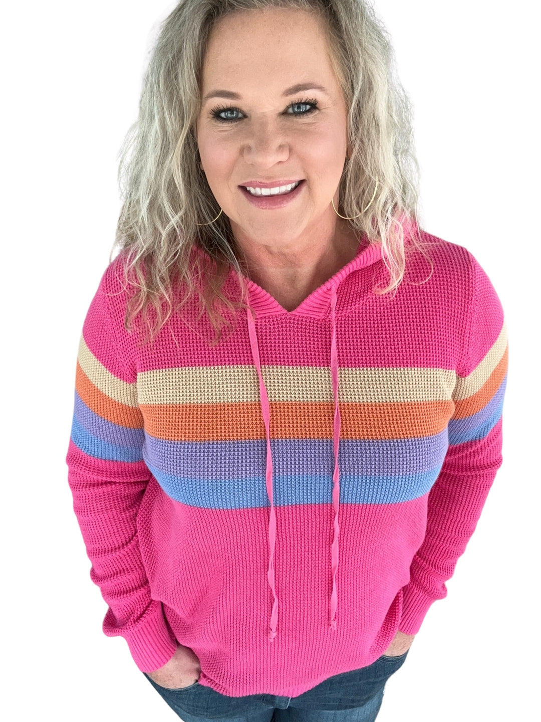 Fuchsia Waffle Knit Hoodie