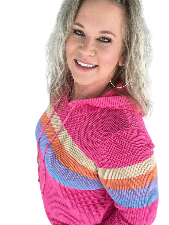 Fuchsia Waffle Knit Hoodie