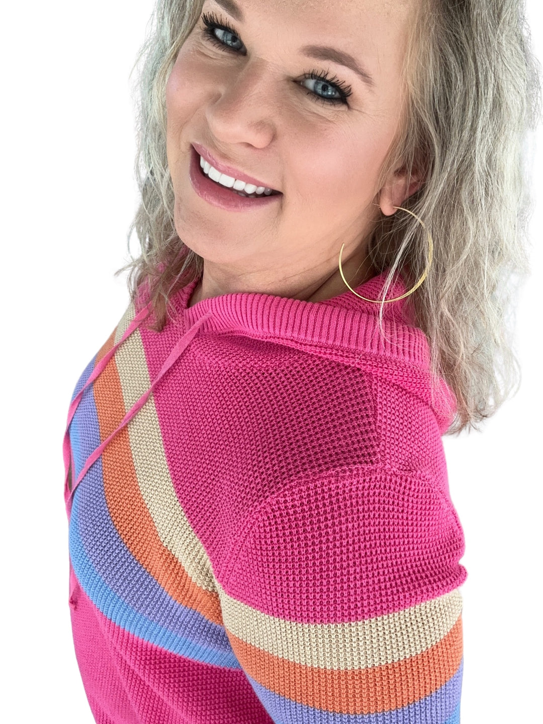 Fuchsia Waffle Knit Hoodie