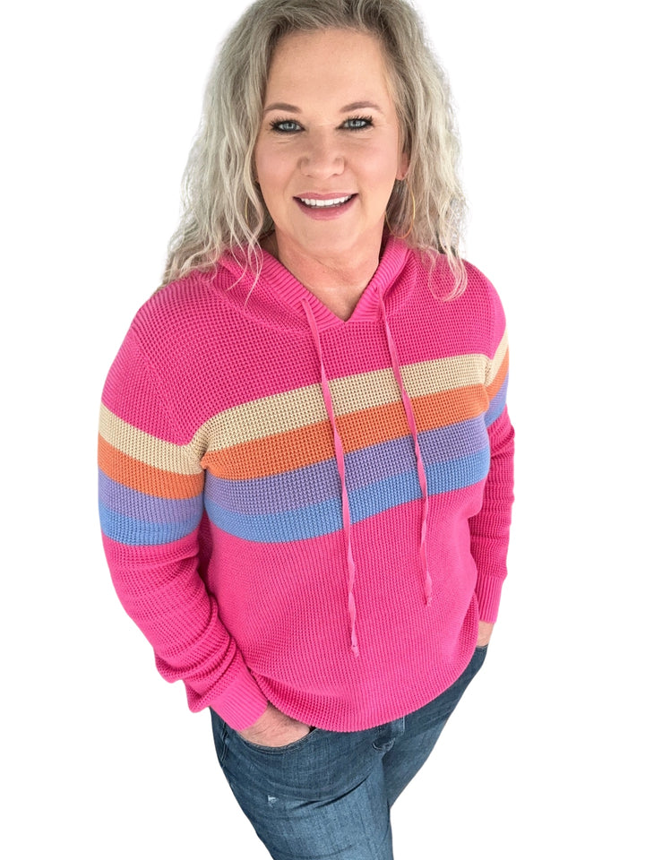 Fuchsia Waffle Knit Hoodie