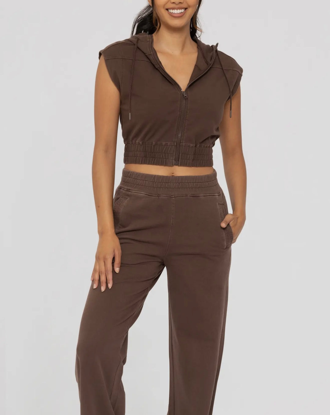 Mineral Washed French Terry Wide Leg Pants