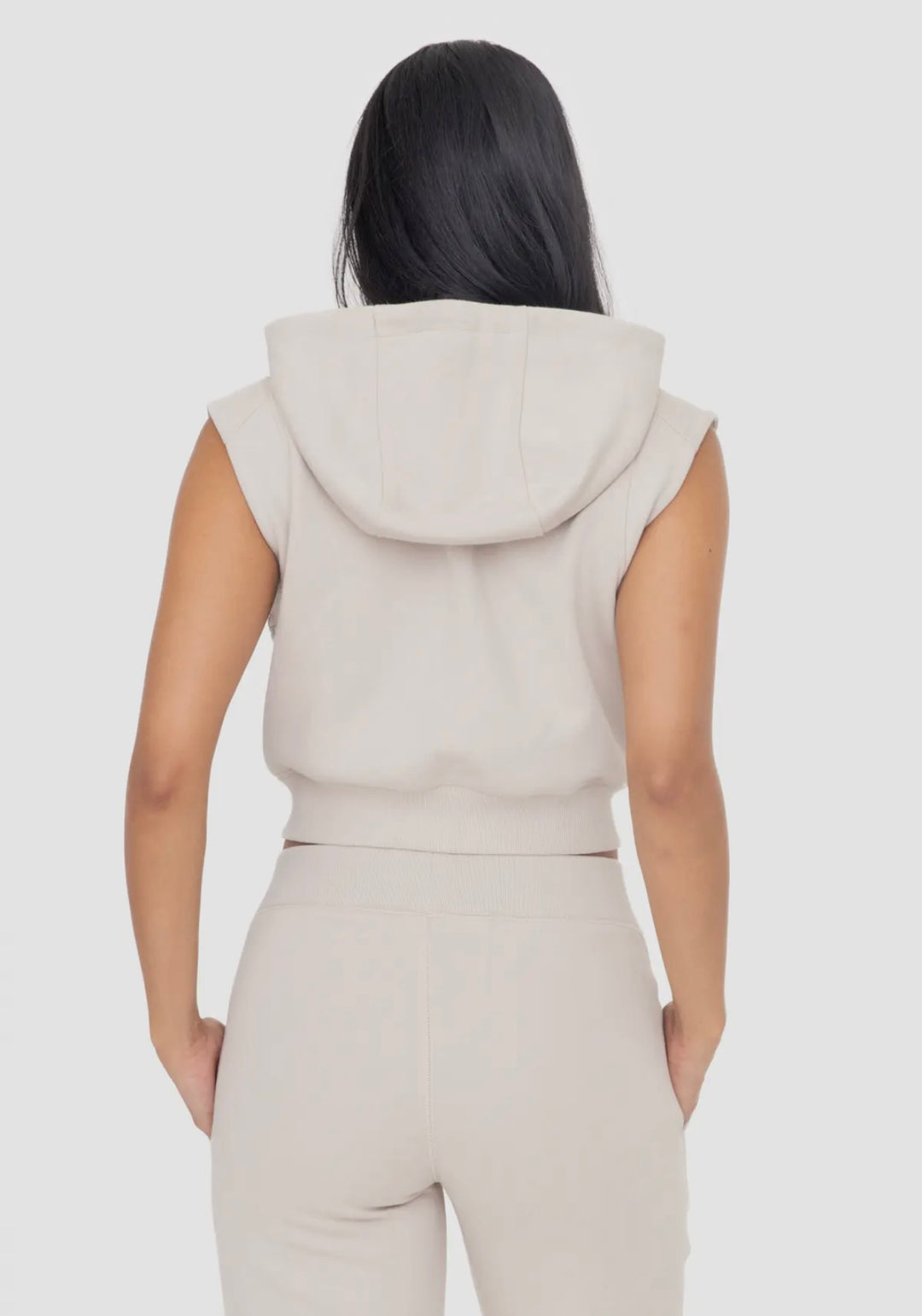 Brushed Fleece Cropped Hooded Vest