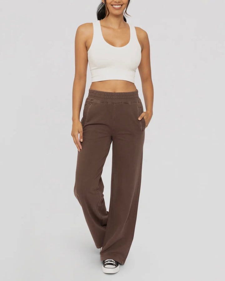 Mineral Washed French Terry Wide Leg Pants