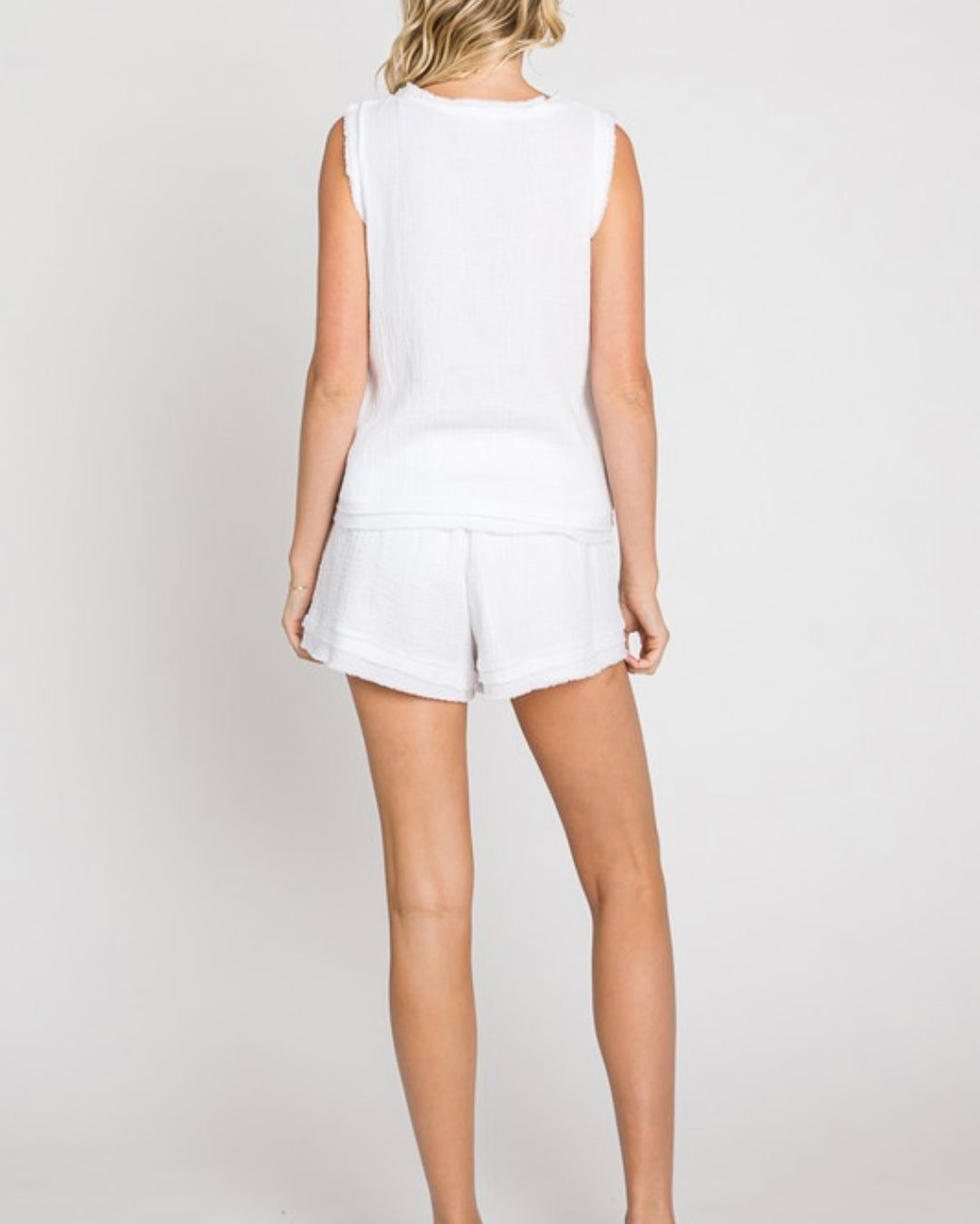 Cotton Gauze Sleeveless Top and Short Set