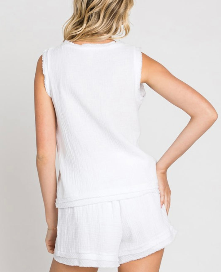 Cotton Gauze Sleeveless Top and Short Set