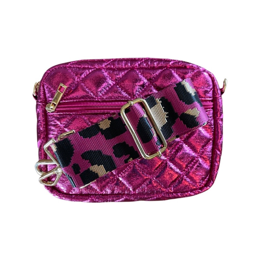 Quilted Crossbody Bag - Metallic Pink