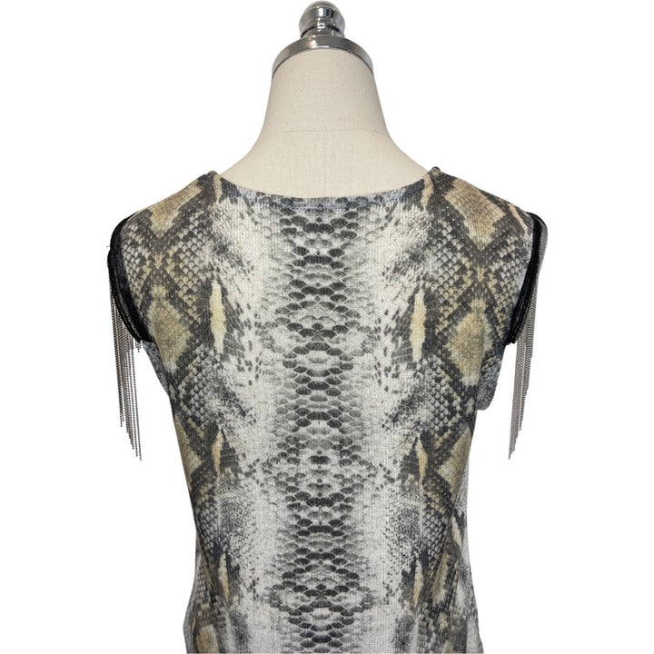 Snake Print Tank with Chain Accents on Sleeve
