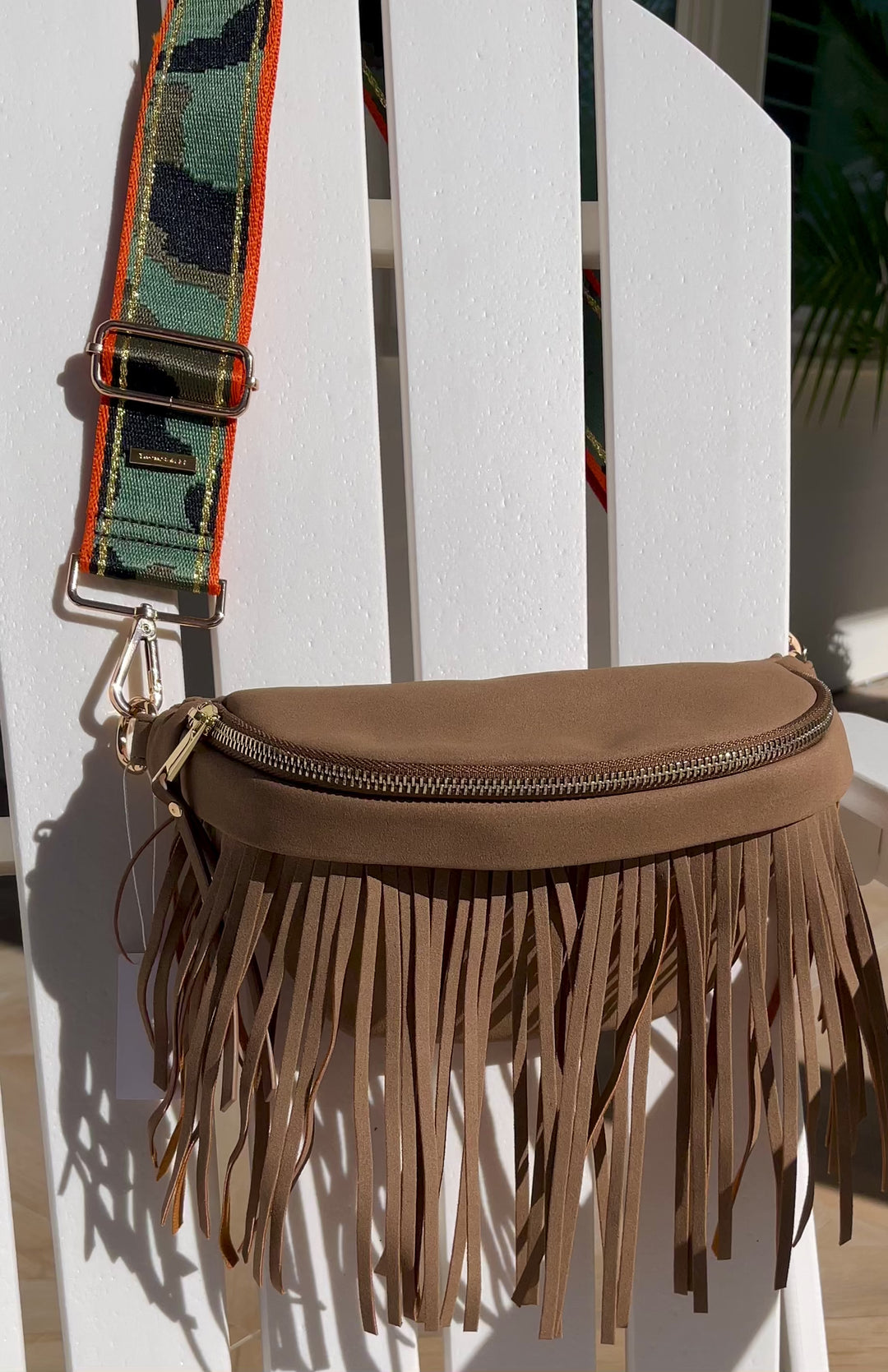 Brown Suede Fringed Fanny Pack