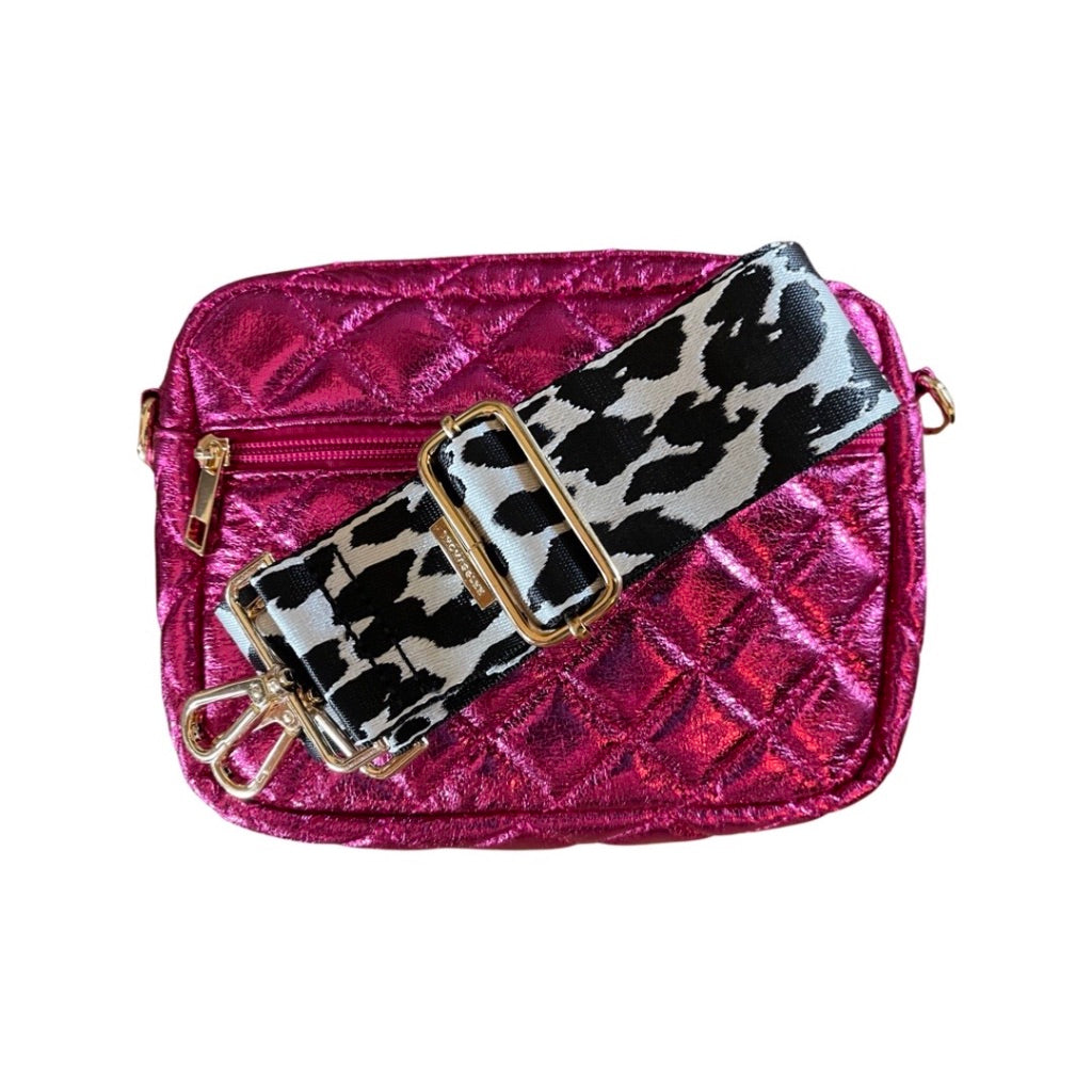 Quilted Crossbody Bag - Metallic Pink