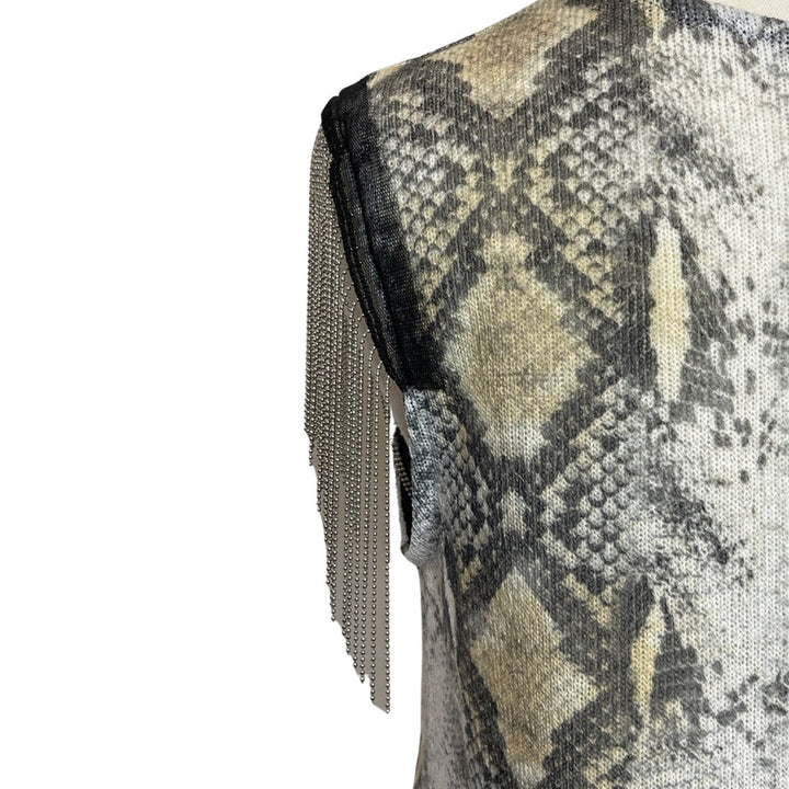 Snake Print Tank with Chain Accents on Sleeve