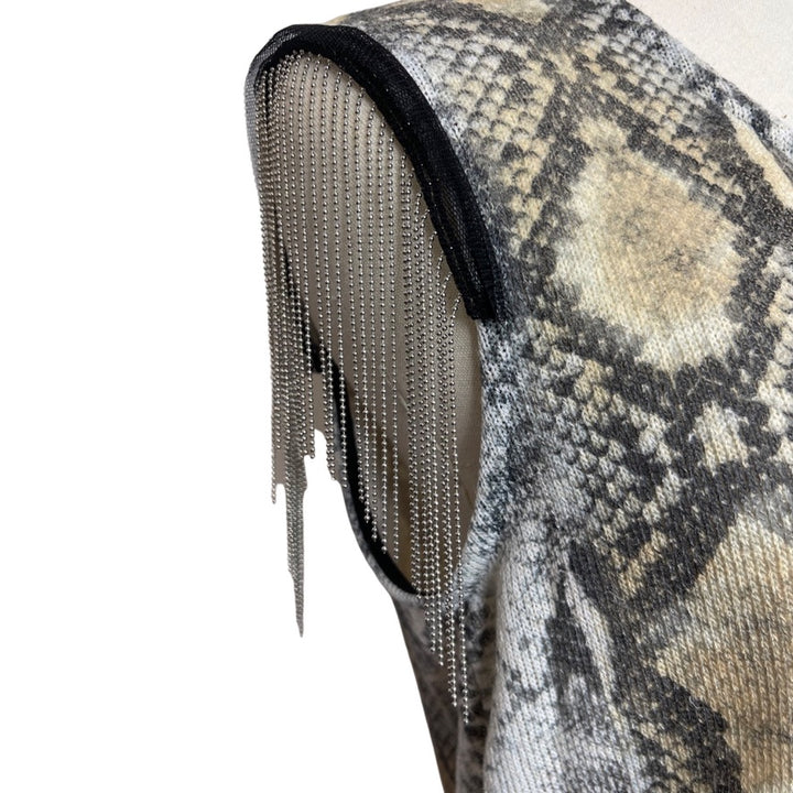 Snake Print Tank with Chain Accents on Sleeve