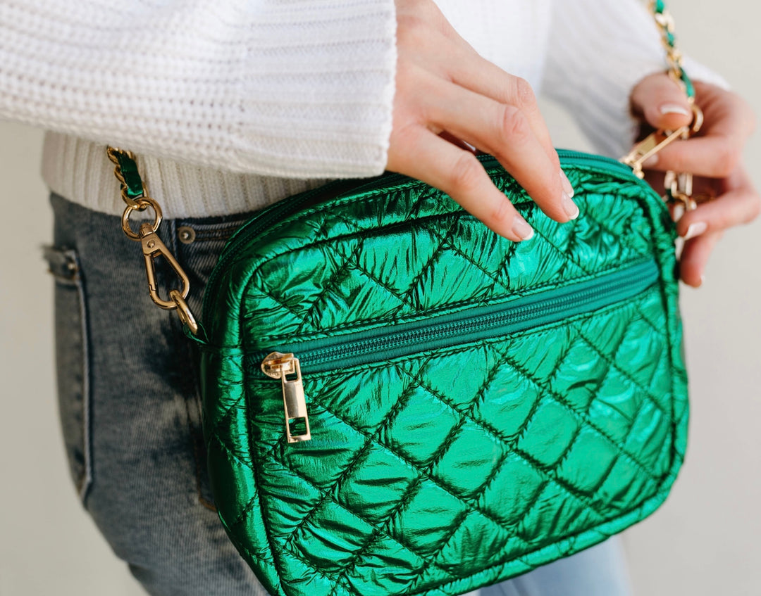 Quilted Shoulder Bag - Green - Ladies