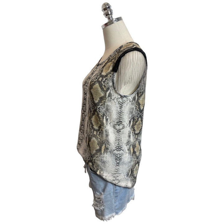 Snake Print Tank with Chain Accents on Sleeve