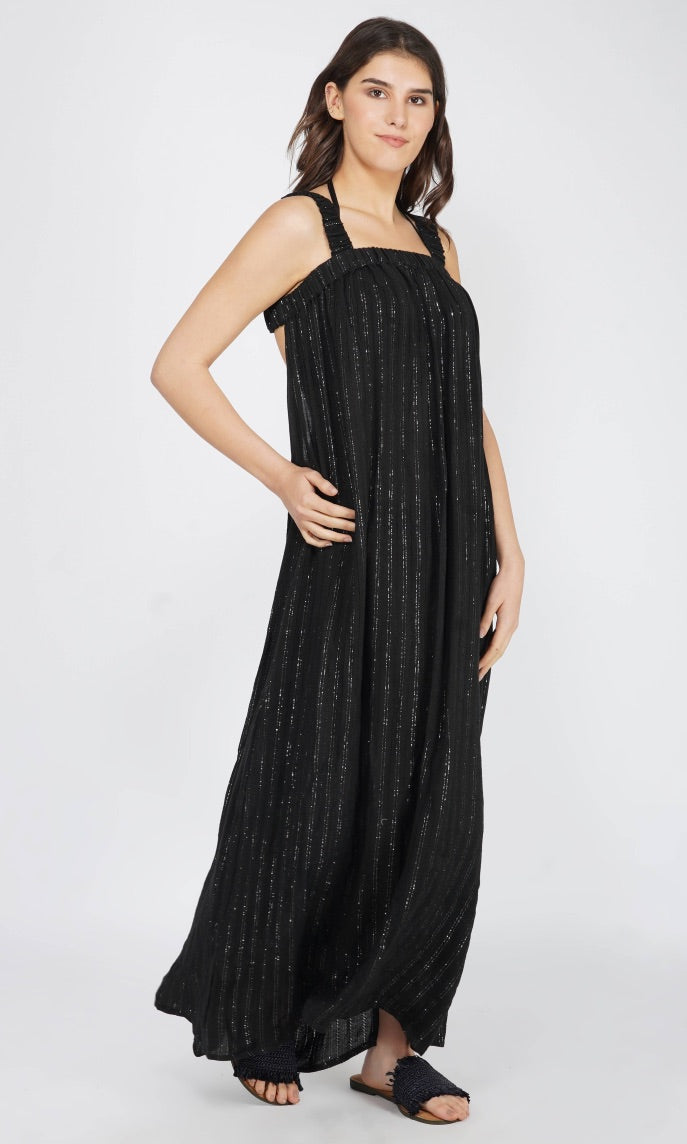 Summer Nights Silver Stripe Maxi Dress