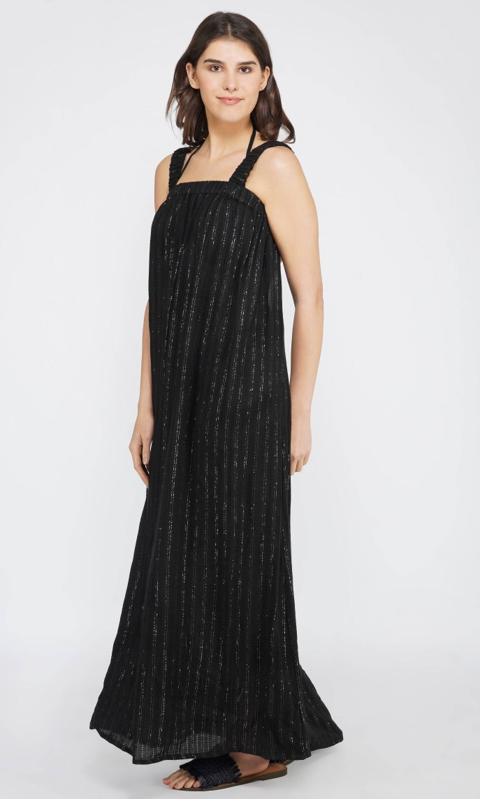 Summer Nights Silver Stripe Maxi Dress