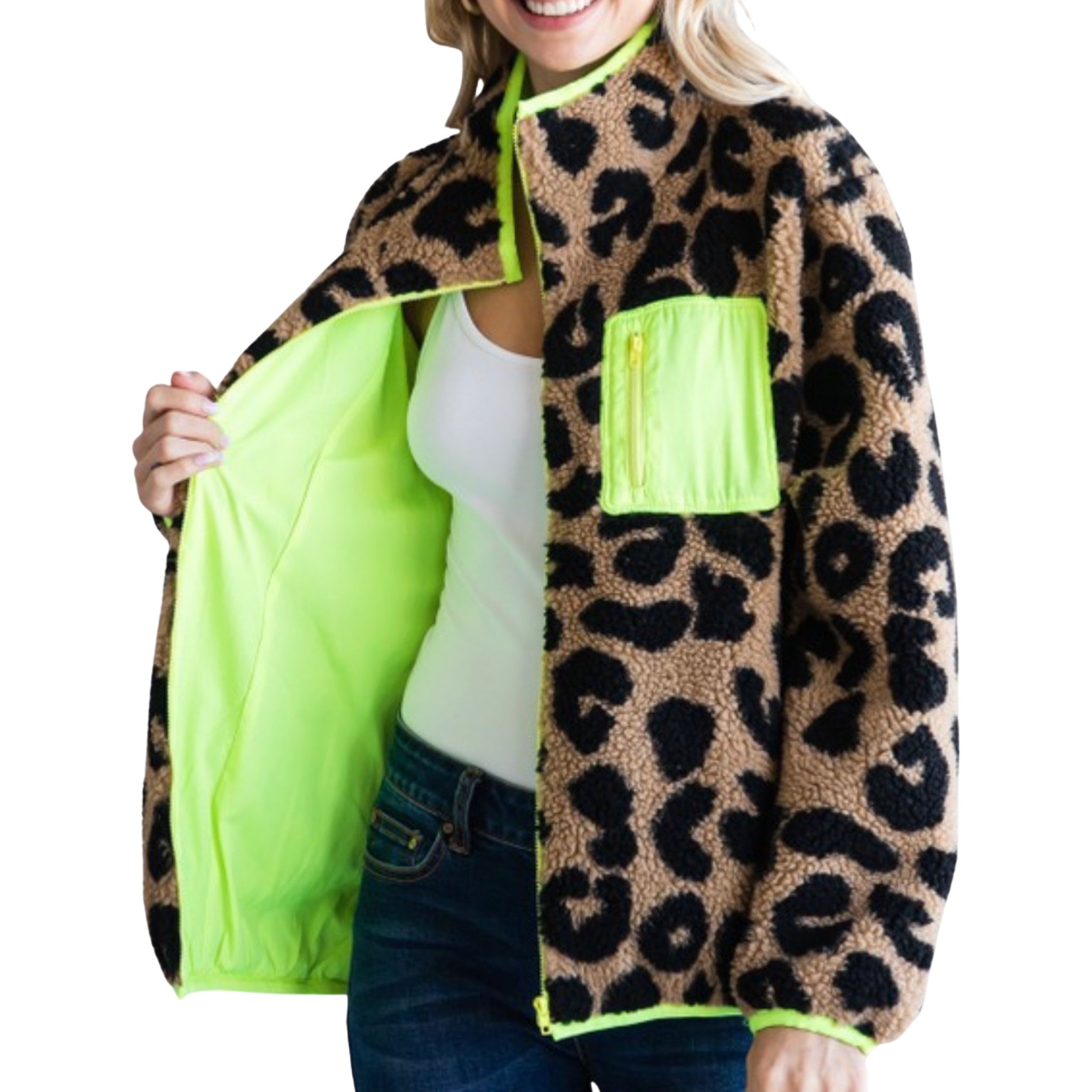 Leopard print fleece jumper hot sale