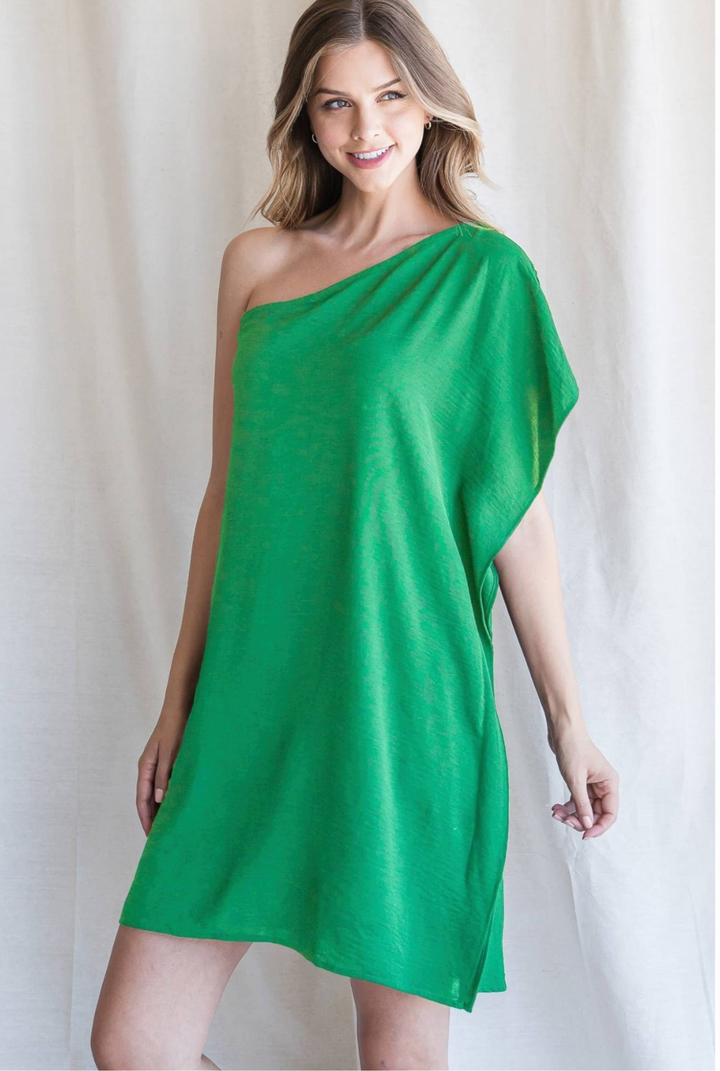 Asymmetrical Dress in Kelly Green