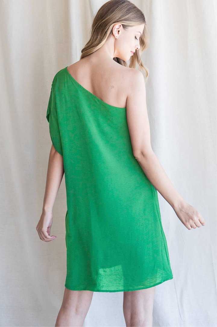 Asymmetrical Dress in Kelly Green